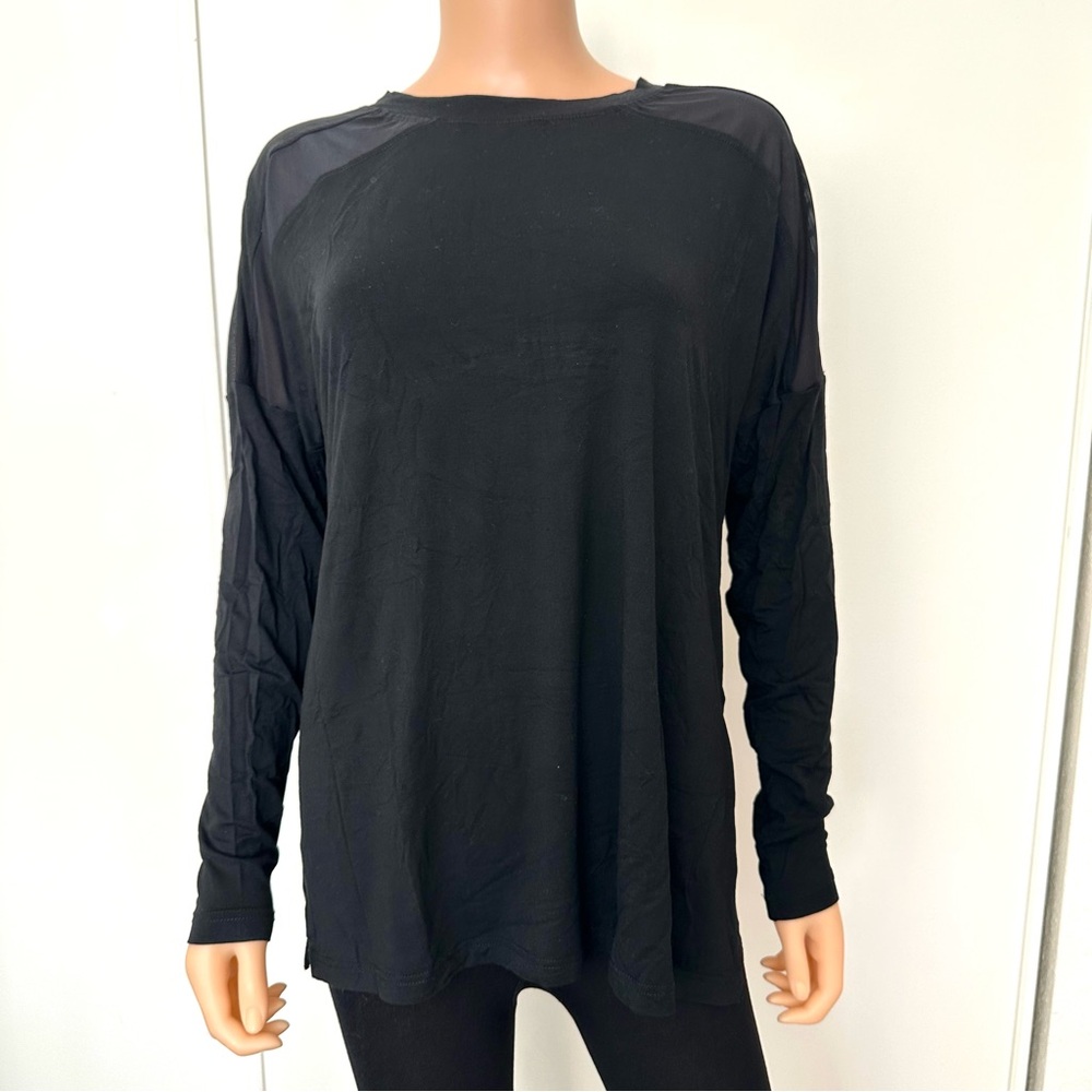 Sarah’s Day X White Fox Small Long Sleeve Top Mesh Black Activewear Workout Gym